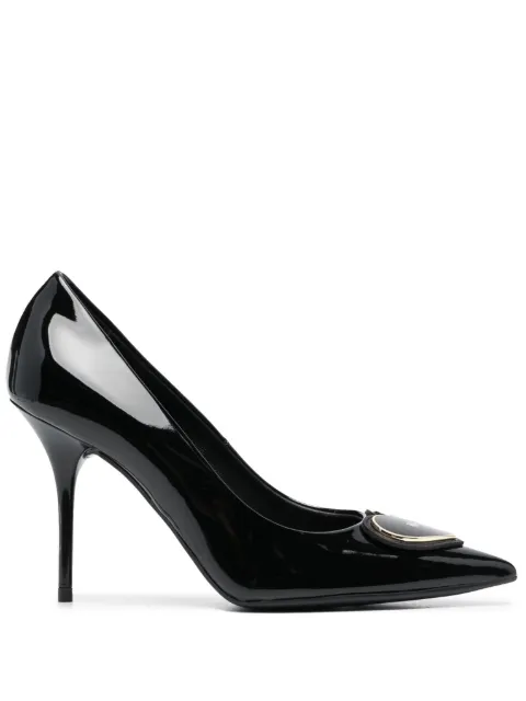 Love Moschino logo-patch pointed-toe leather pumps