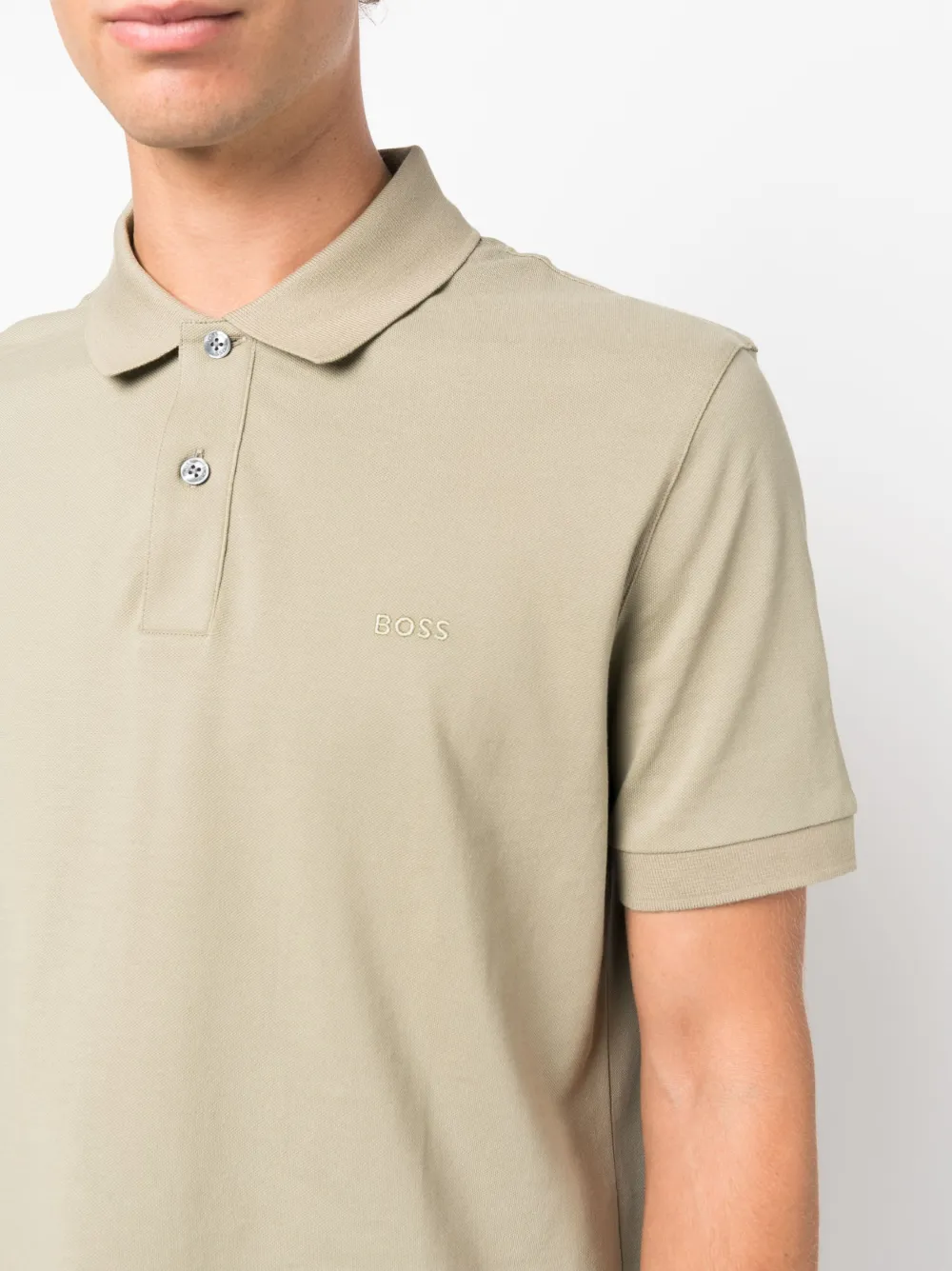 BOSS Poloshirt met geborduurd logo Groen