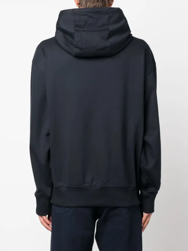 BOSS logo-print Cotton Hoodie | Blue | FARFETCH CA