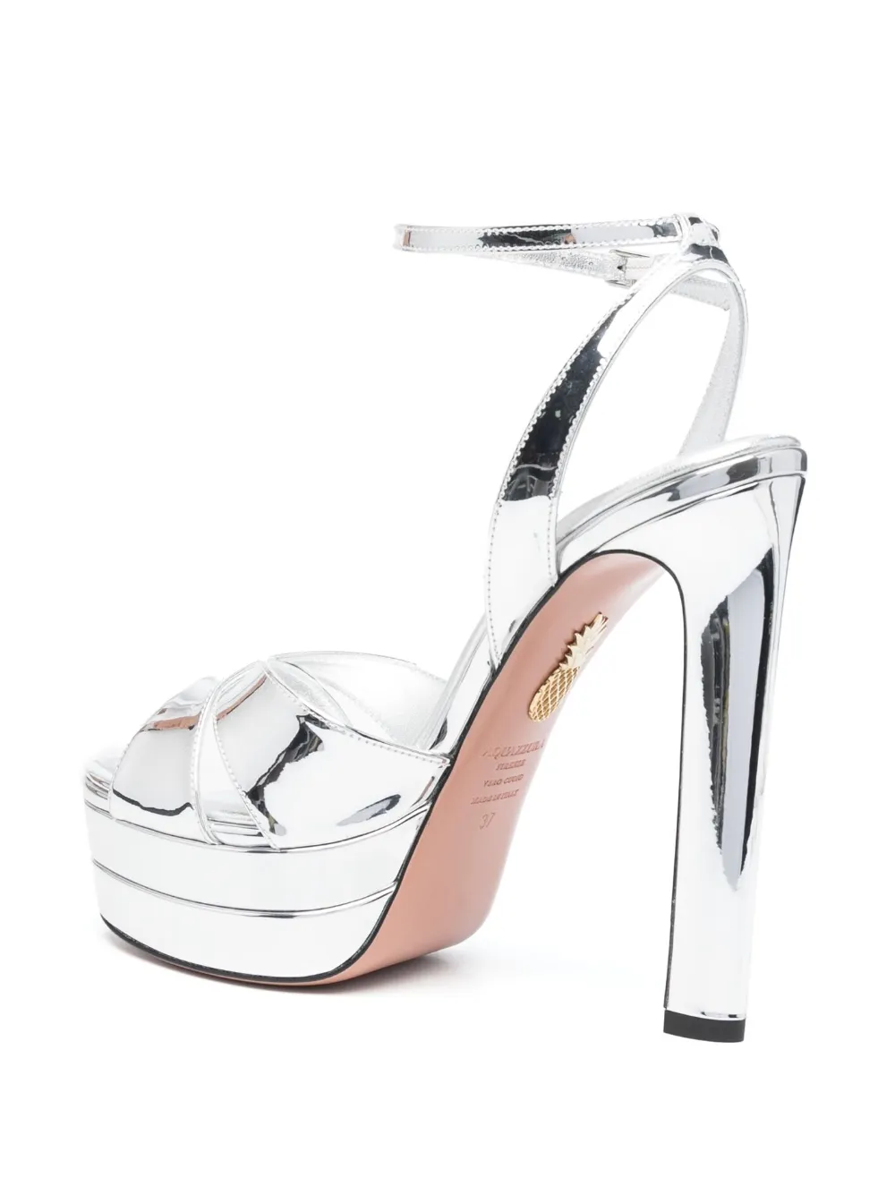 Aquazzura Divine Plateau 130mm Platform Sandals in Silver, view 3