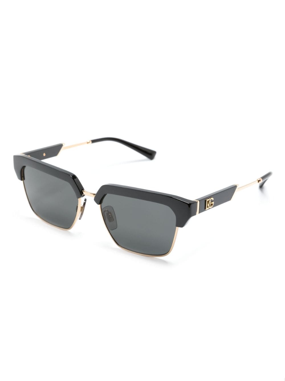 Dolce & Gabbana Eyewear logo-plaque half-rim sunglasses - Zwart