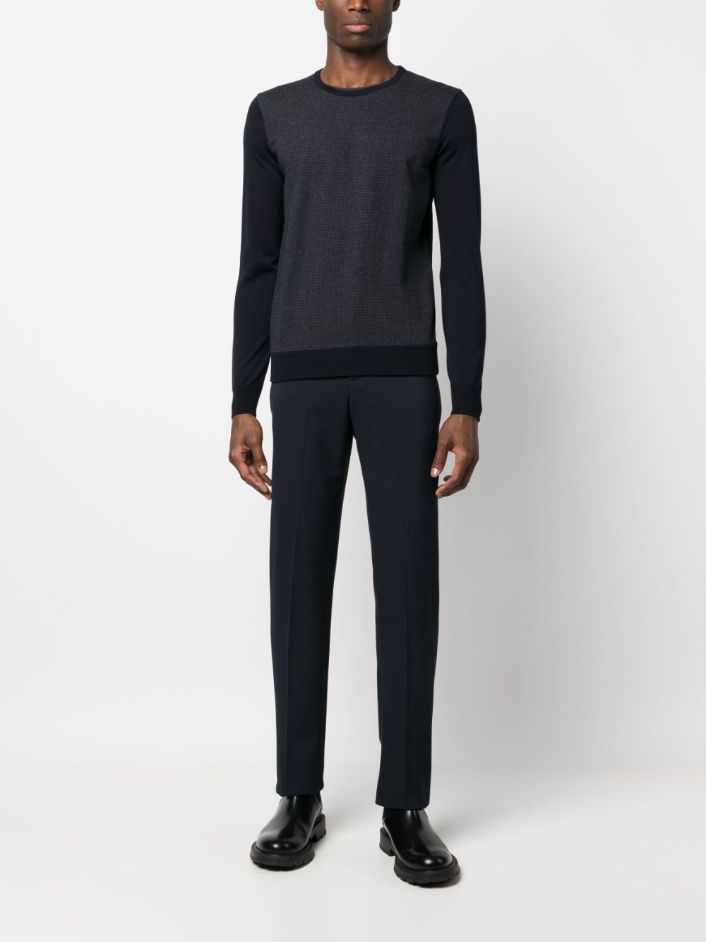 Corneliani houdstooth virgin-wool jumper - Blauw