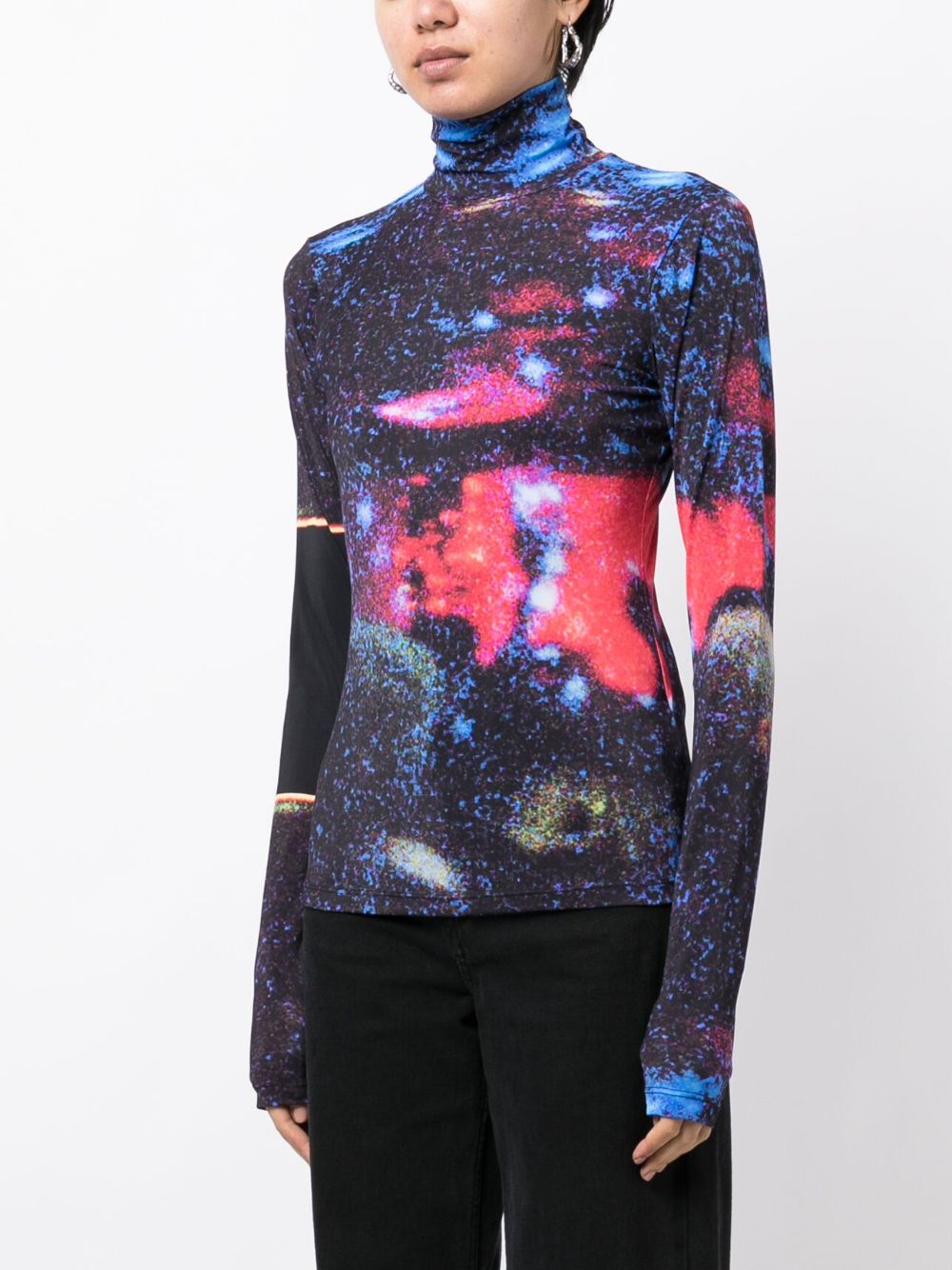 Shop Mm6 Maison Margiela Space-print High-neck Top In Blue