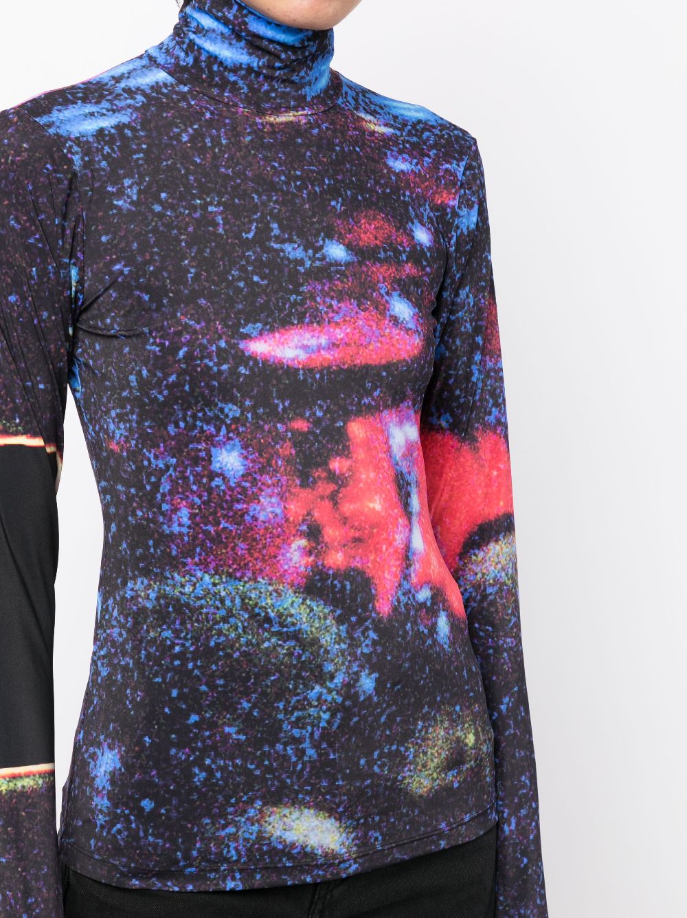 Shop Mm6 Maison Margiela Space-print High-neck Top In Blue