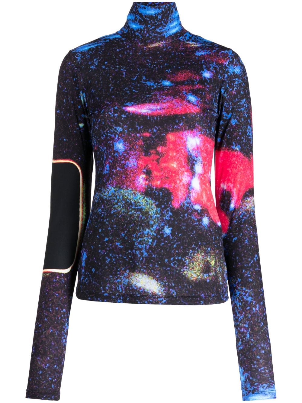 space-print high-neck top