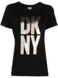 DKNY metallic-finish logo-print jersey T-shirt - Black