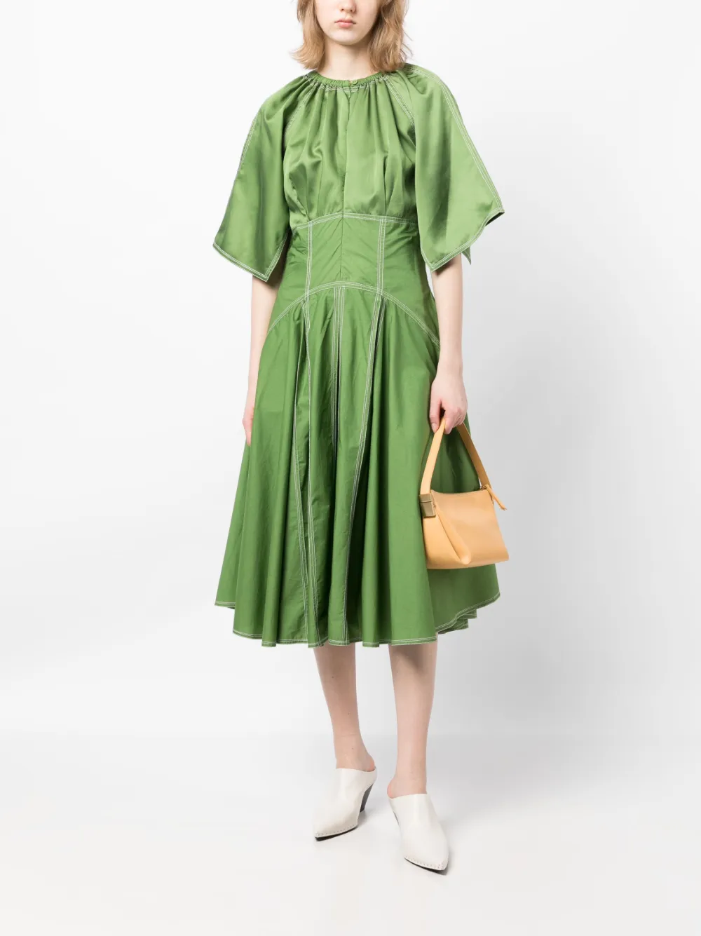 LOVEBIRDS Gesmockte midi-jurk - Groen