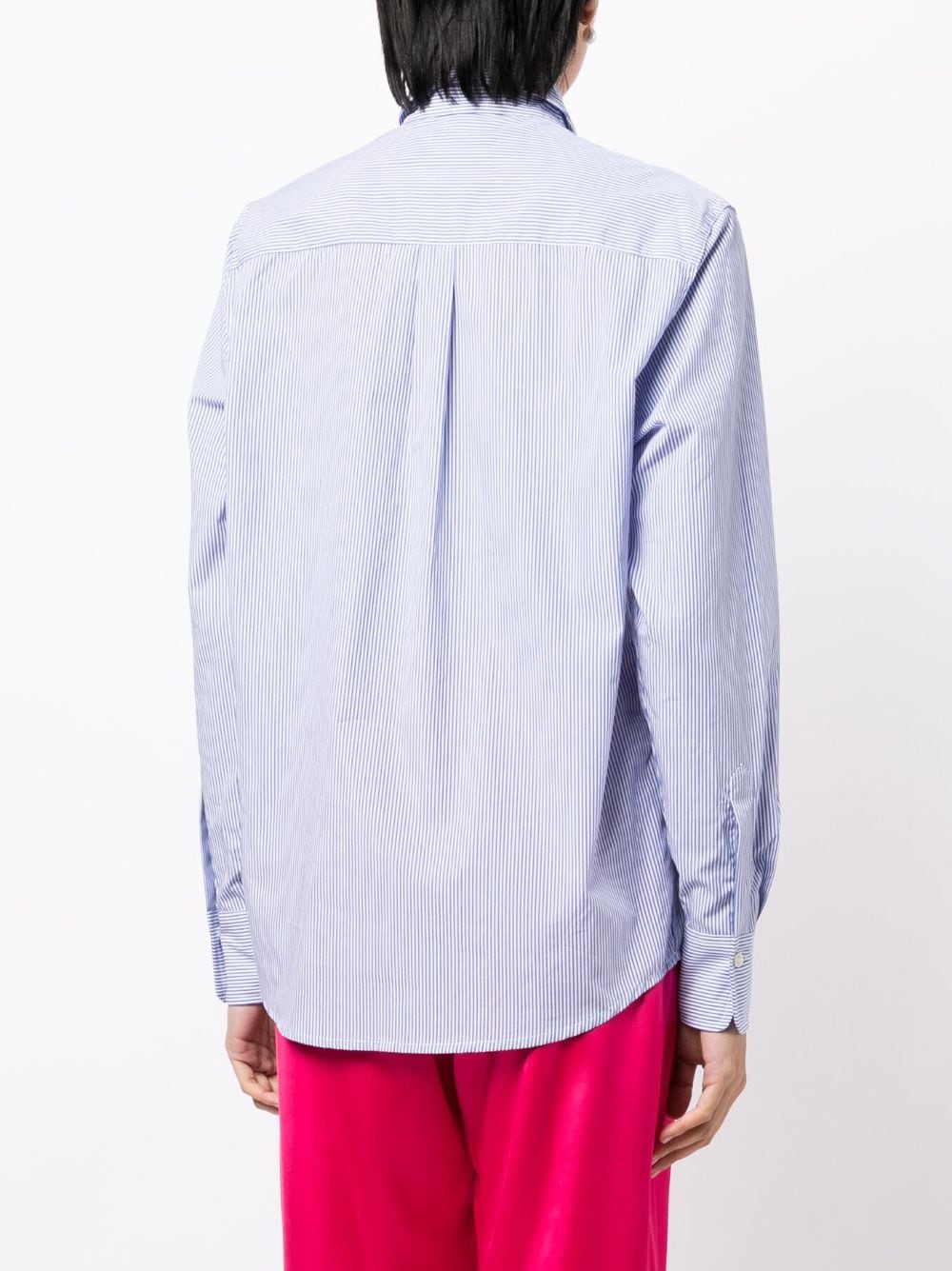 Shop Mira Mikati Embroidered-doll Striped Cotton Shirt In Blue
