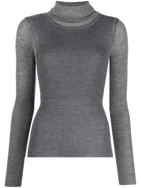 R13 layered roll-neck ribbed top