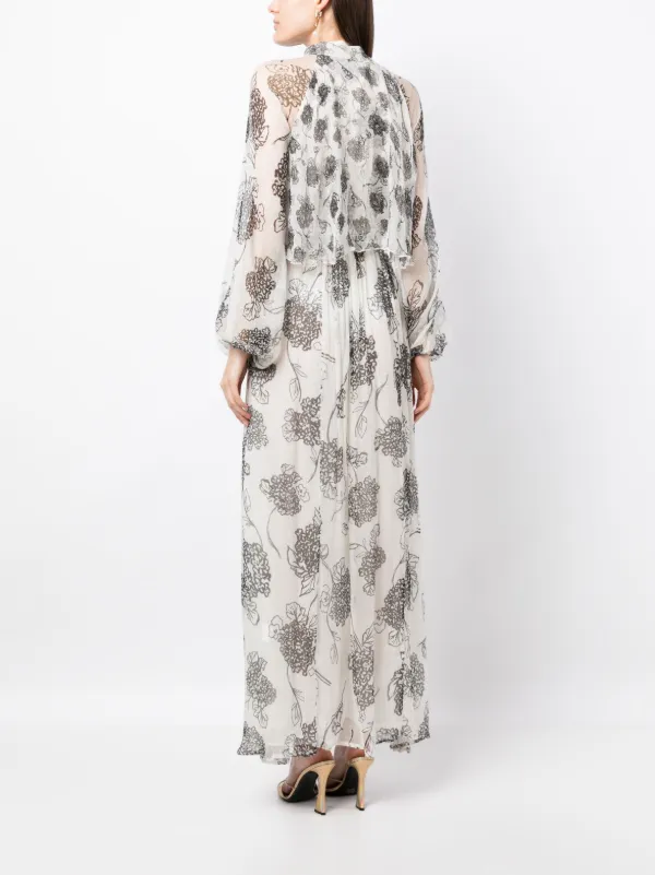 Grey floral maxi dress hot sale