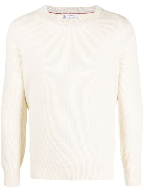 Brunello Cucinelli ribbed-knit crew neck cashmere jumper Men