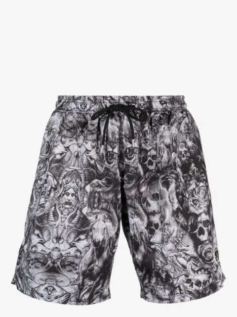 Philipp Plein shorts de playa Tattoo con estampado gráfico