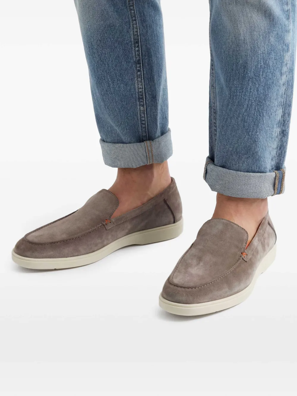 Santoni tonal-stitching leather loafers | Neutrals | Image 1