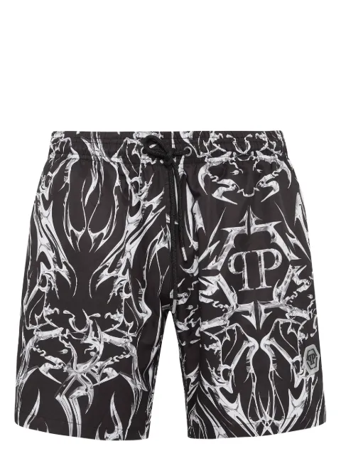 Philipp Plein logo-print swim shorts 