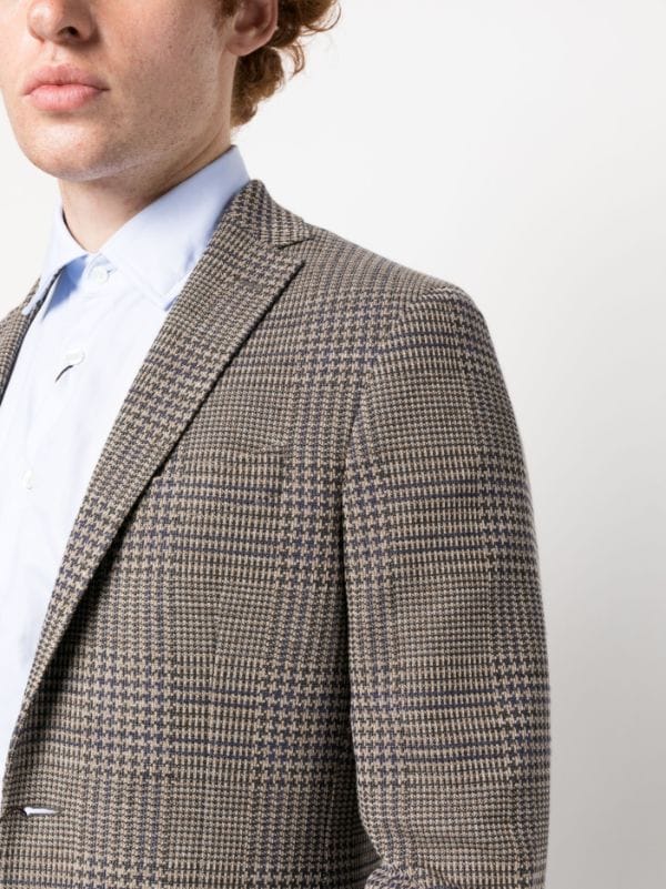 Blazer xadrez estilo inglês masculino, jaqueta de terno, roupa