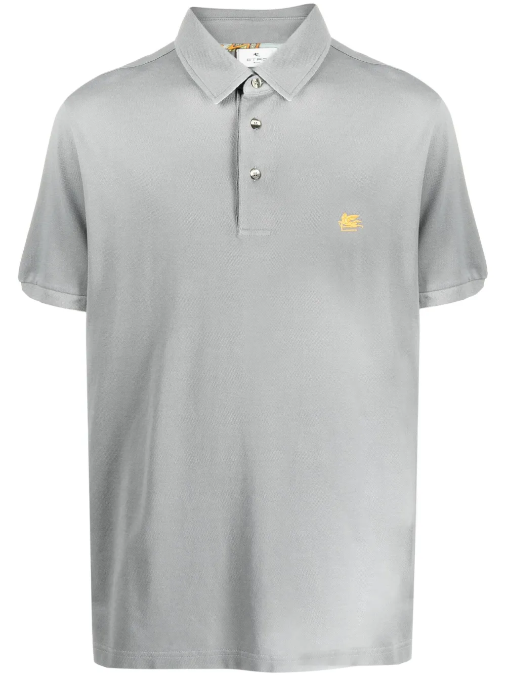 Etro Logo-embroidered Polo Shirt In Grey