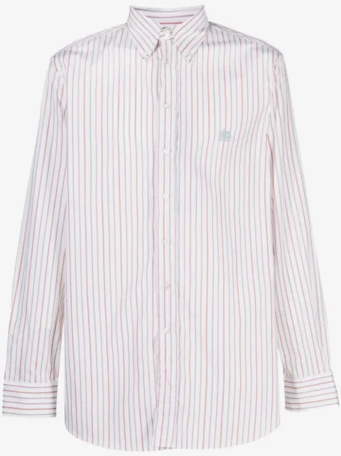 ETRO embroidered-logo striped shirt