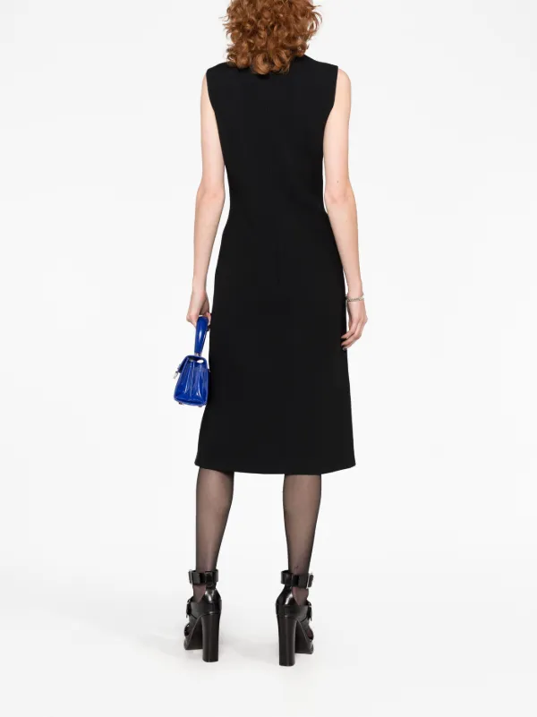 Versace box-pleat Sleeveless Midi Dress | Black | FARFETCH