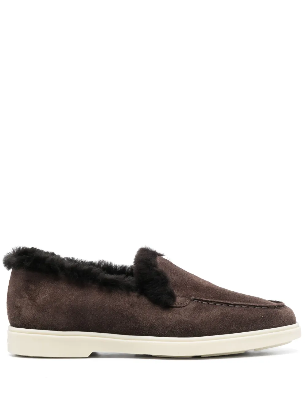 Santoni tonal-stitching leather loafers | Brown | Image 1