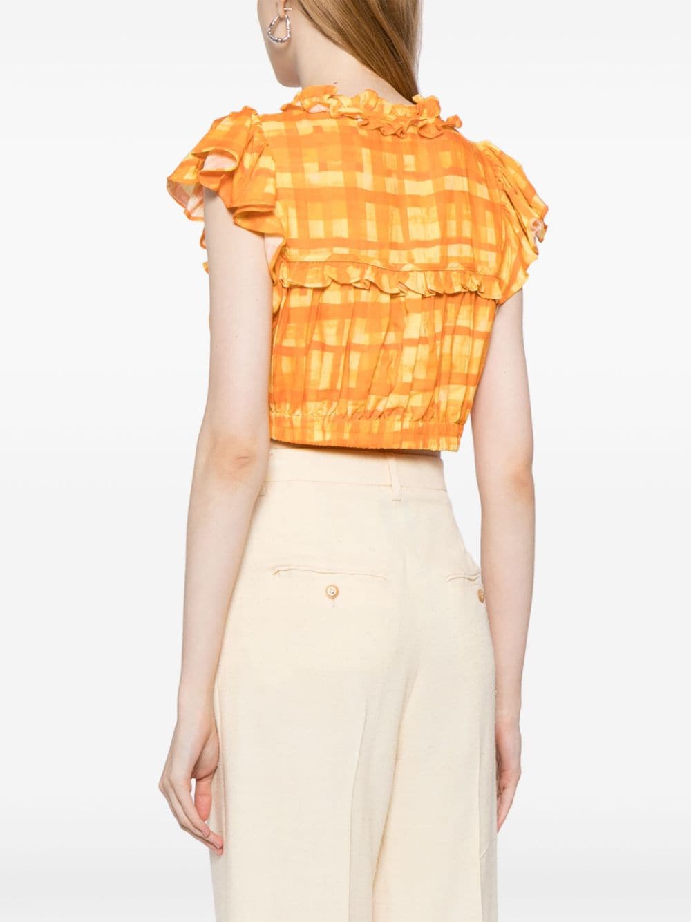 Shop We Are Kindred Chloe Checked Crop Top In Orange