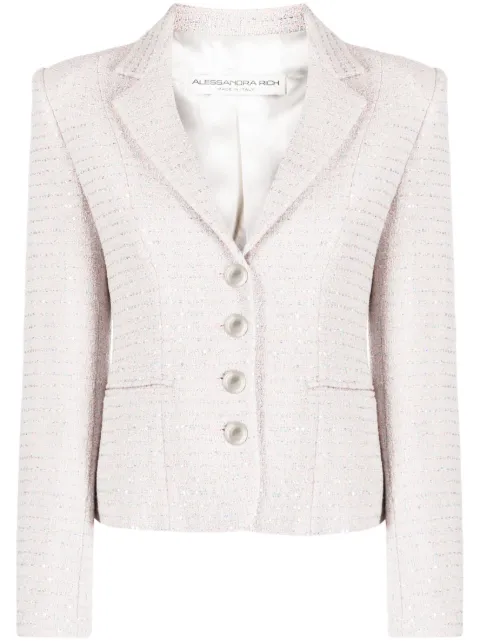 Alessandra Rich embellished single-breasted tweed blazer