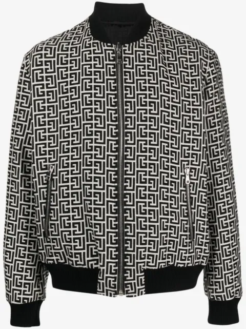 Balmain monogram-pattern reversible bomber jacket