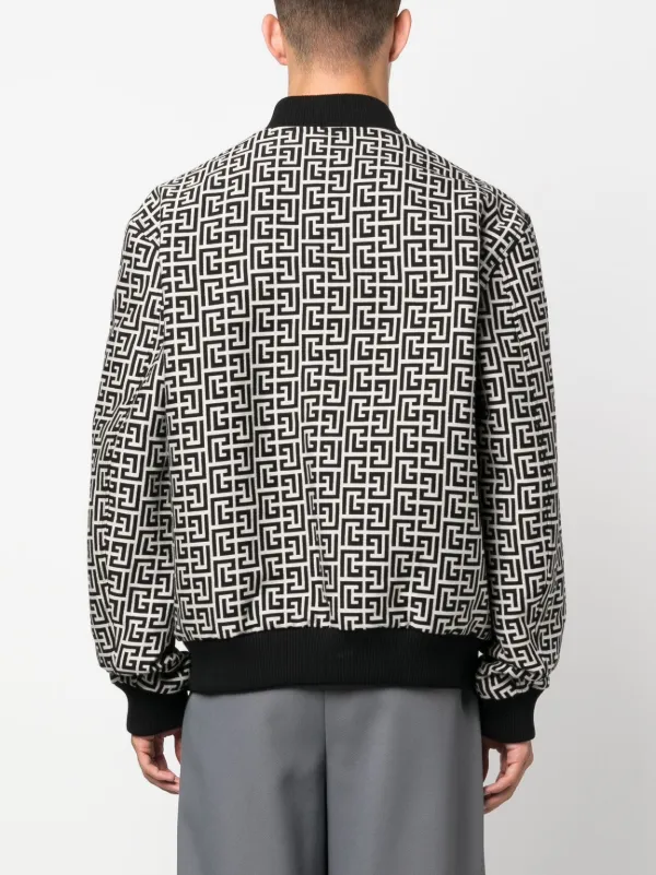 Balmain monogram-pattern Reversible Bomber Jacket | Black