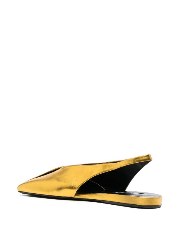 Jil Sander square-toe Metallic Ballerina Shoes - Farfetch