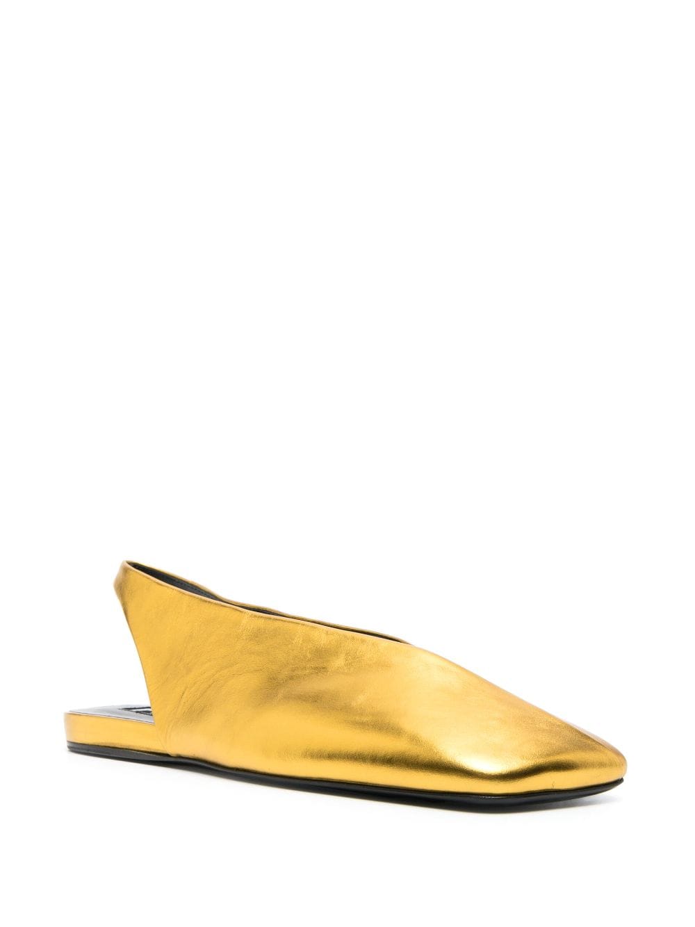 Shop Jil Sander Square-toe Metallic Ballerina Shoes In Gold