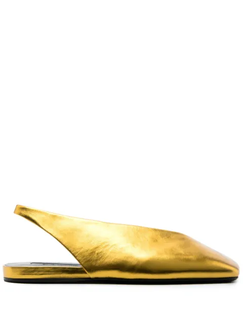 Jil Sander square-toe metallic ballerina shoes