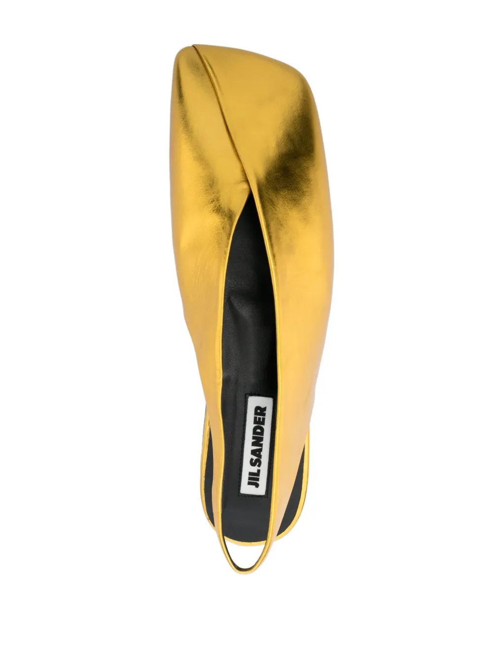 Shop Jil Sander Square-toe Metallic Ballerina Shoes In Gold