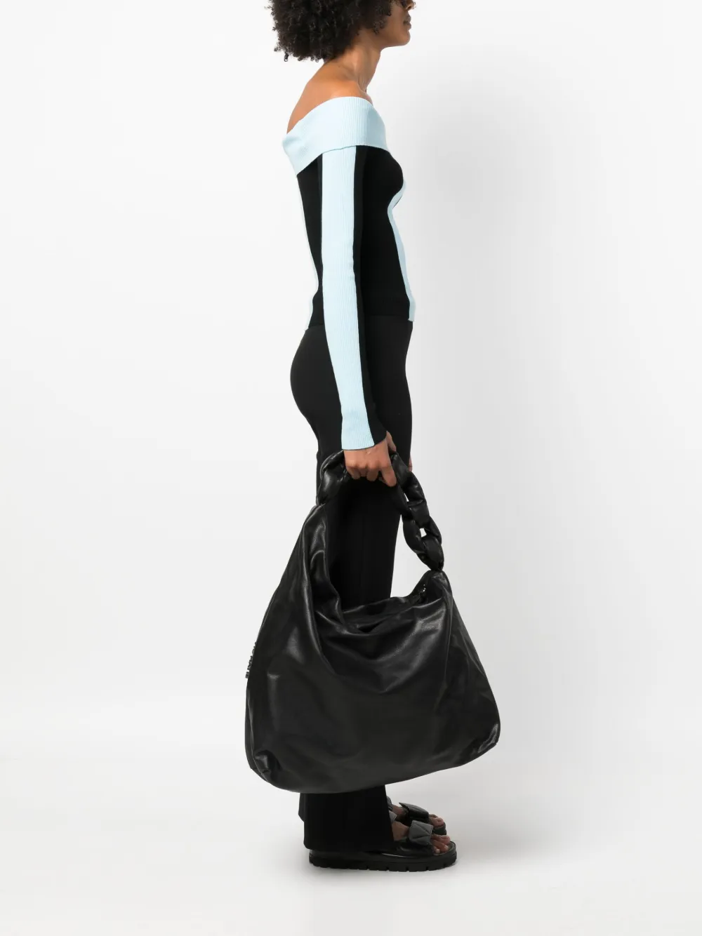 Vic Matie Shopper met kettinghengsel - Zwart