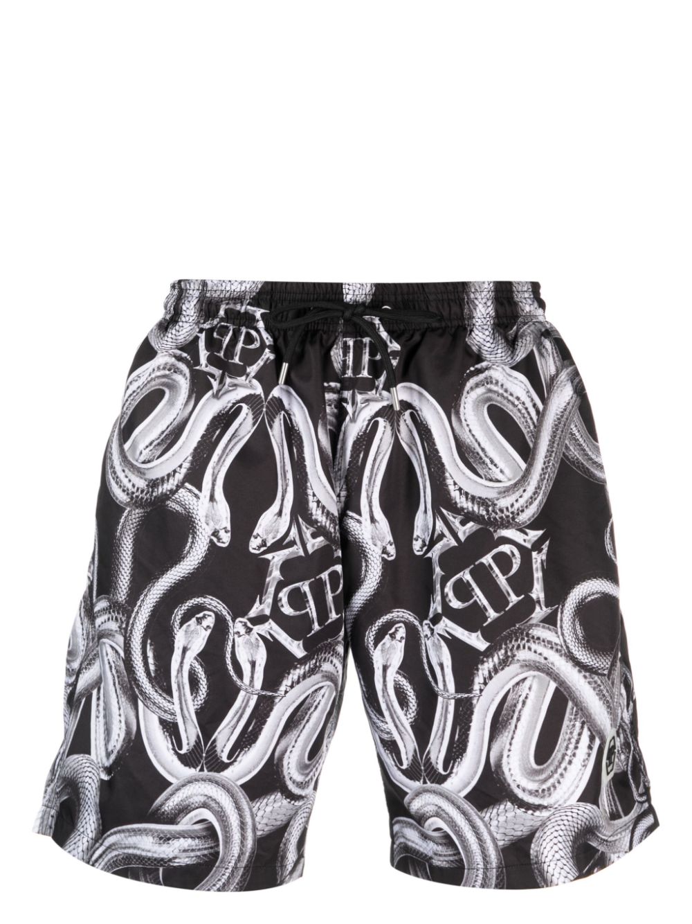 Philipp Plein Snake Logo-print Swim Shorts In Black