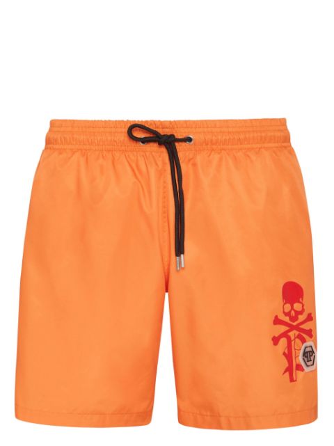 Philipp Plein logo-patch drawstring swim shorts Men