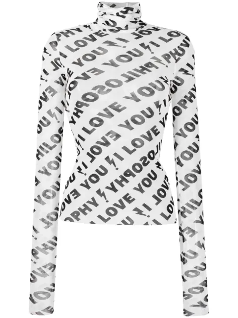 Philosophy Di Lorenzo Serafini I Love You-print tulle top