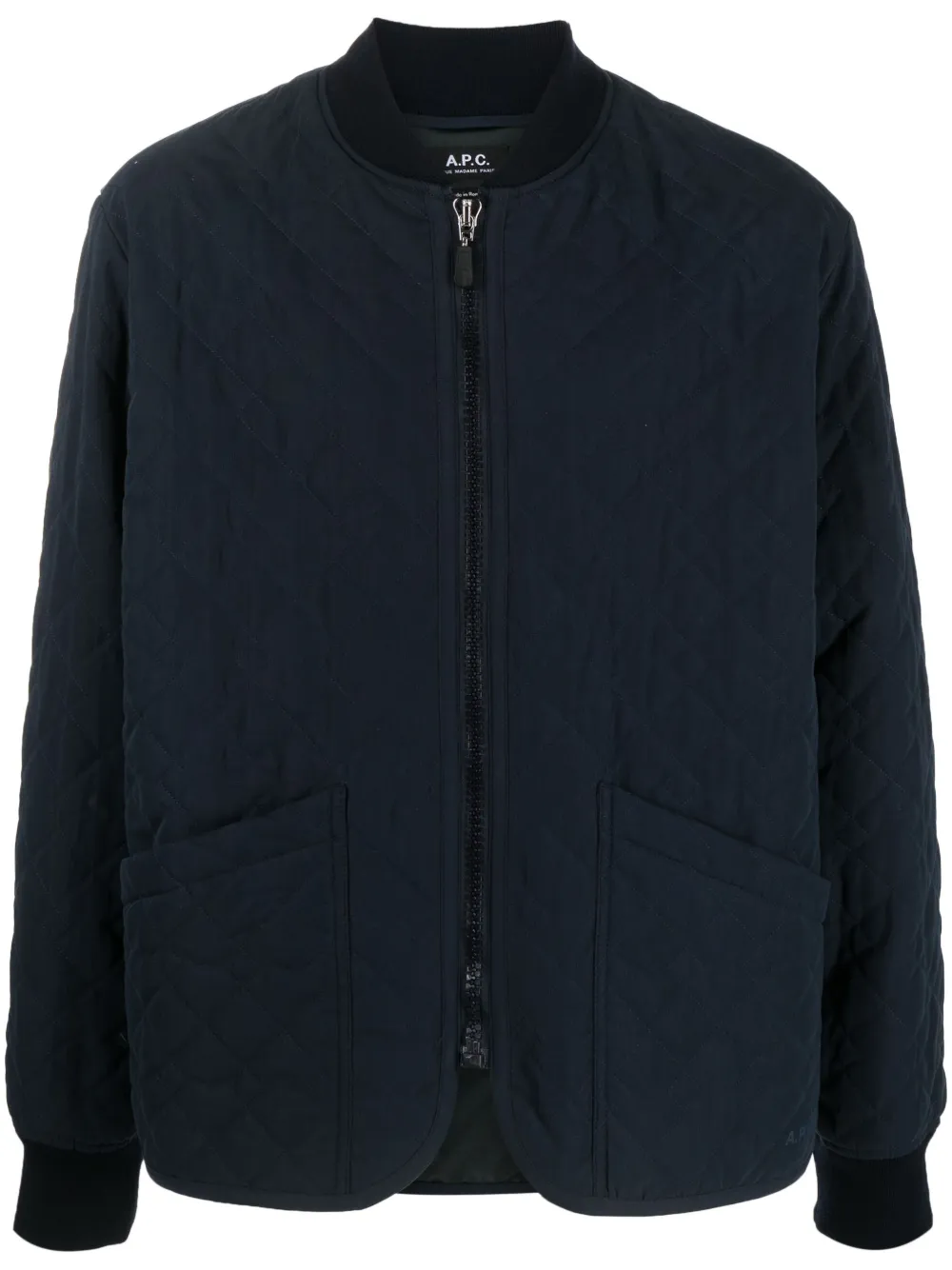 Shop Apc Quilted Bomber Jacket In Blue