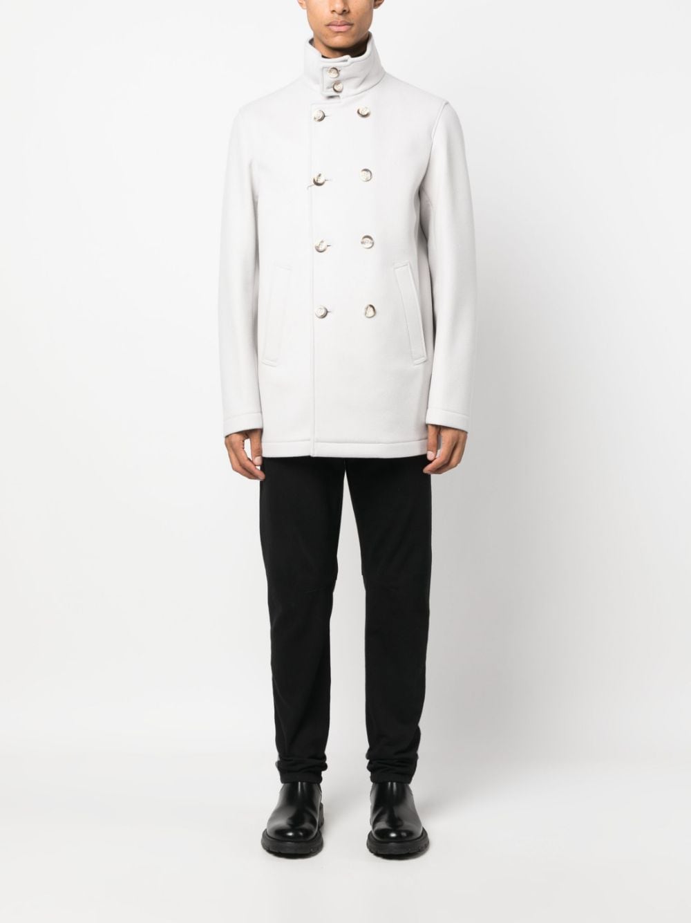 Herno double-breasted high-neck coat - Grijs