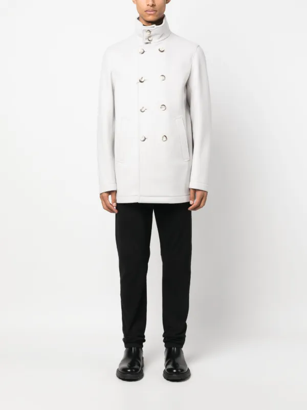 【関税＆送料込み】Herno Coats Herno double-breasted high-neck Coat | Grey | FARFETCH
