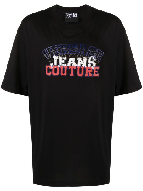 Versace Jeans Couture flocked-logo cotton T-shirt Men