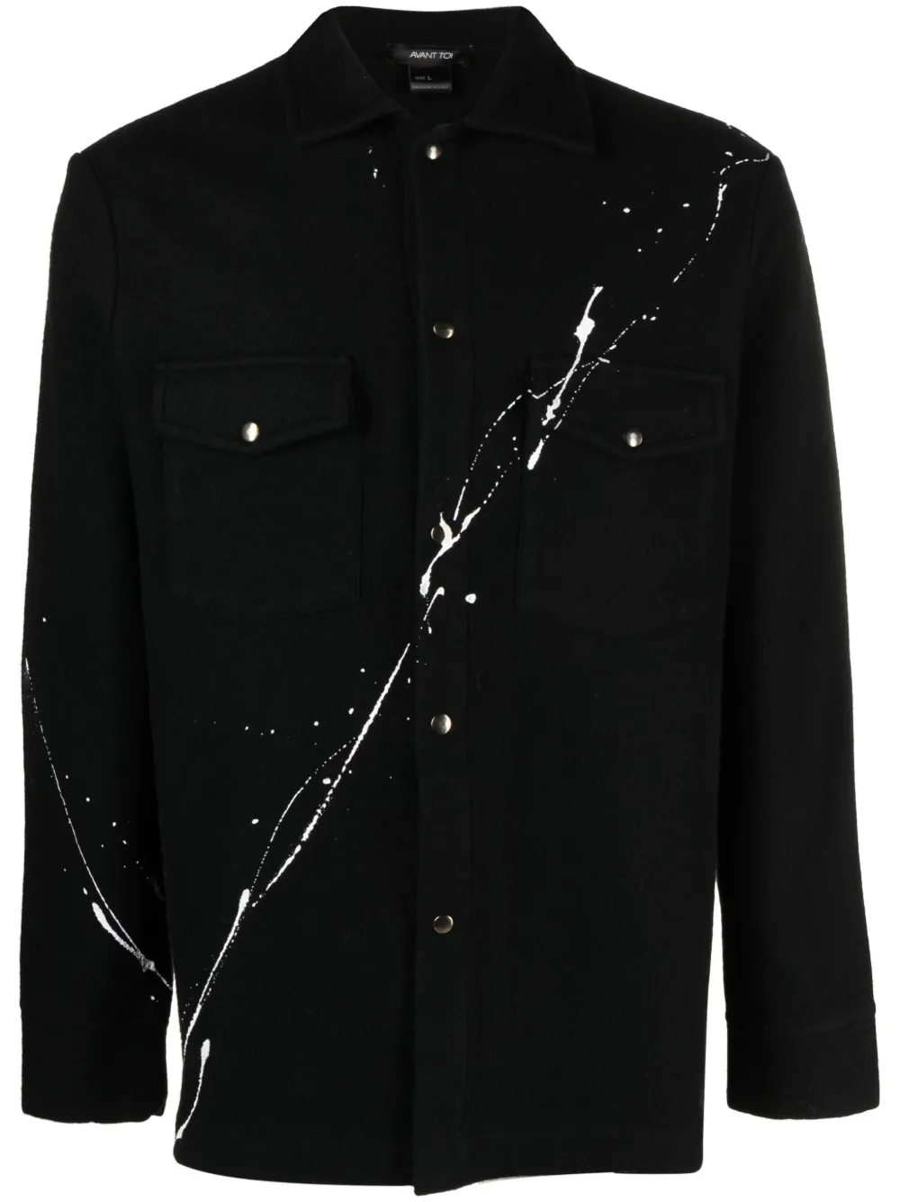 Avant Toi Paintsplatter Detail Shirt Jacket In Black ModeSens