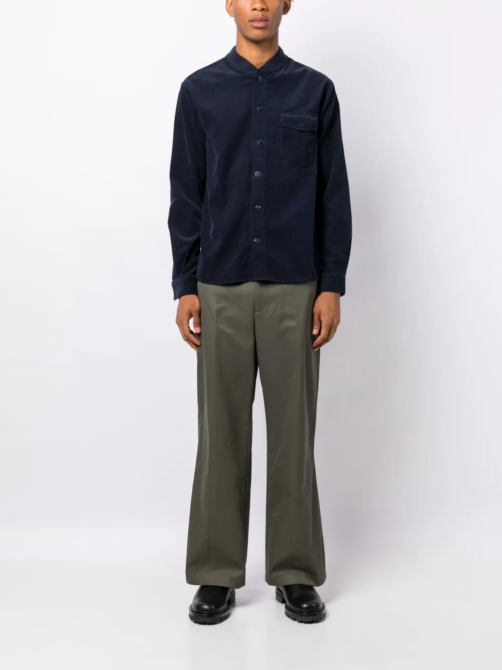 YMC Ribfluwelen overhemd - Blauw