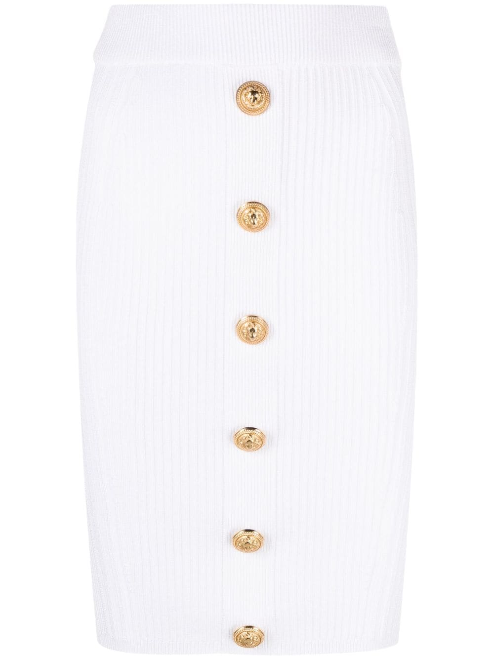 Balmain rib-knit pencil skirt - White