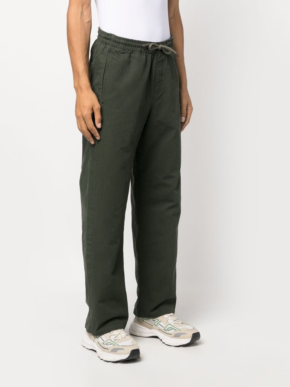 Shop Apc Drawstring Cotton Track Pants In Green