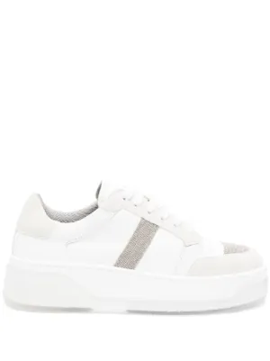 スニーカー FABIANA FILIPPI Leather trainers with diamond thread Fabiana Filippi Leather Trainers With Diamond Thread - White