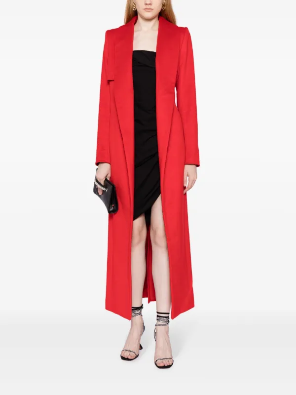 Long red shop duster coat