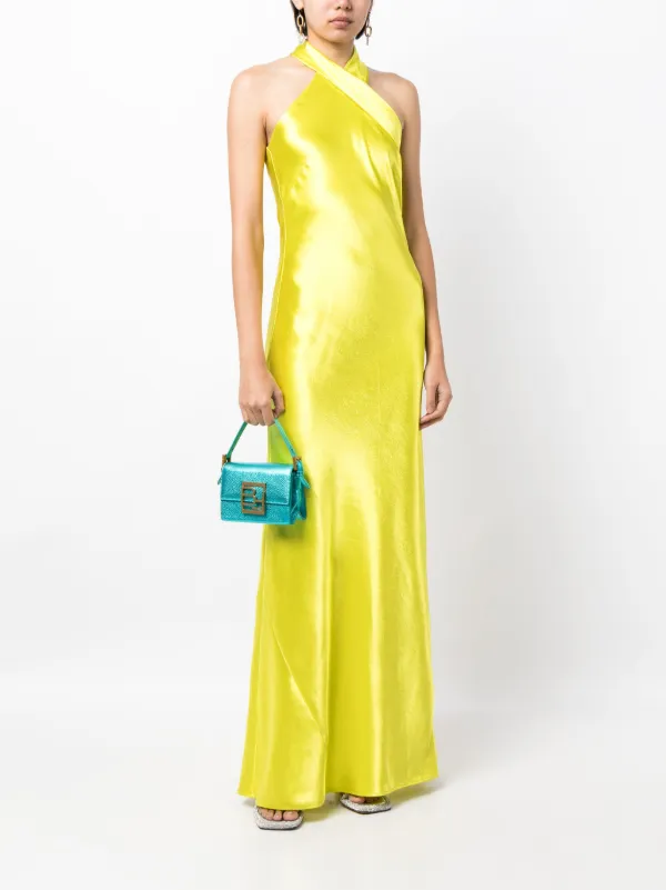 Galvan Pandora Satin Maxi Dress Yellow FARFETCH CA