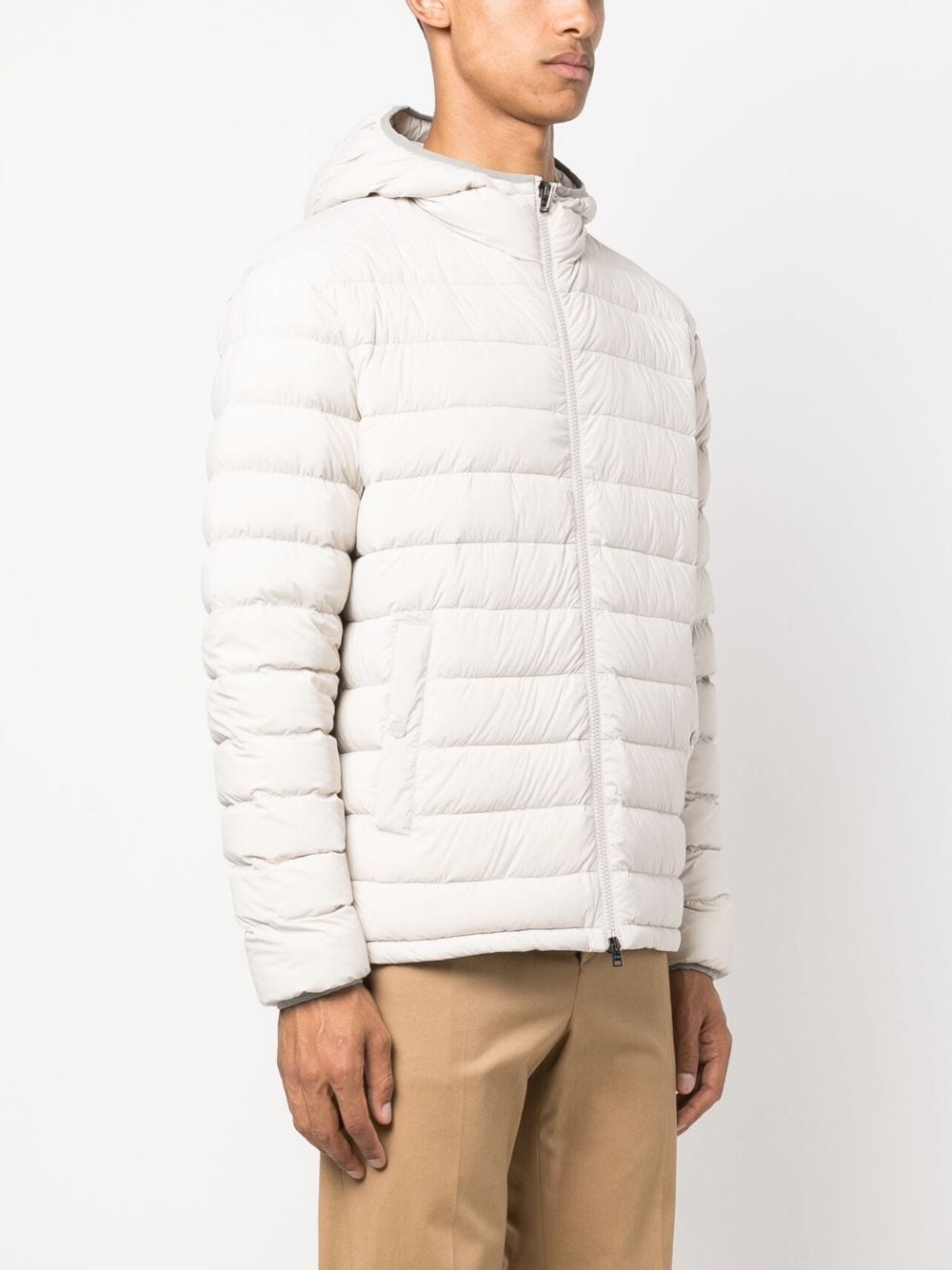 Shop Herno Padded-design Hooded Jacket In Neutrals