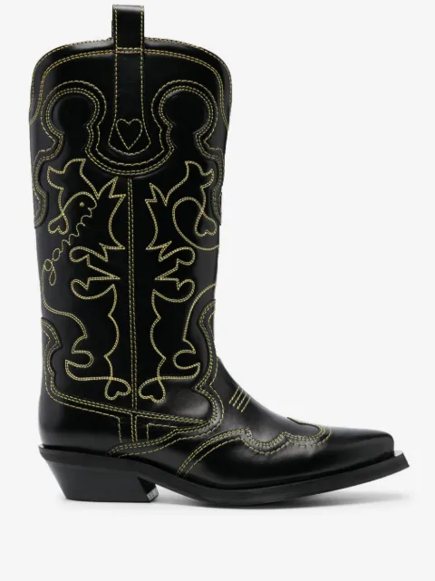 GANNI 45mm western leather boots