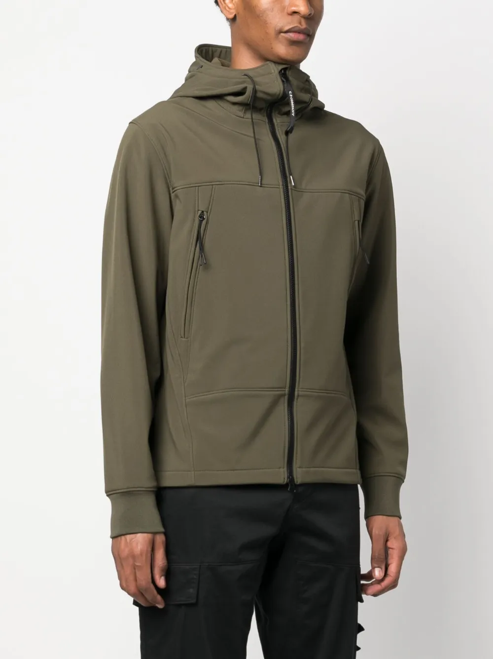 C.p. Company Goggles-detail Zip-up Hooded Jacket In Green