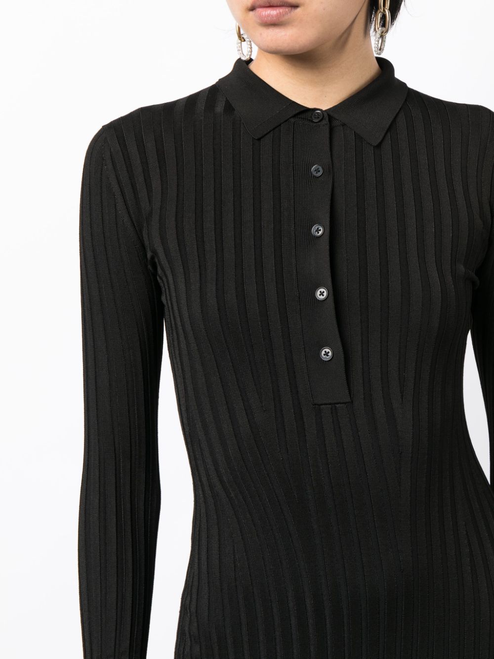 Shop Galvan Rhea Ribbed Midi Dress In Black